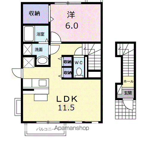 メゾンシェーネ(1LDK/2階)の間取り写真