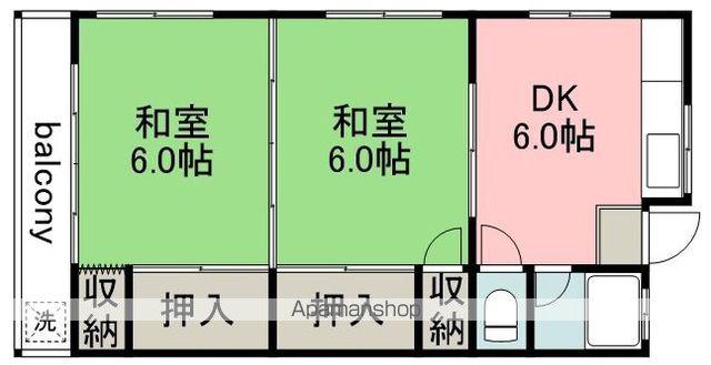 晴美荘(2DK/2階)の間取り写真