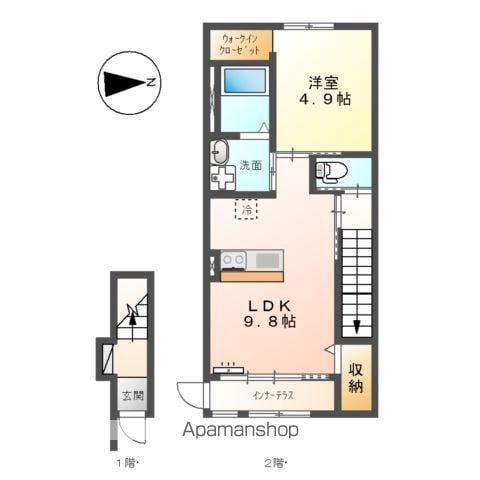クリアM(1LDK/2階)の間取り写真
