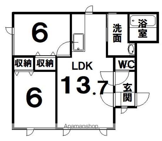 ハイム霧Ⅲ(2LDK/2階)の間取り写真