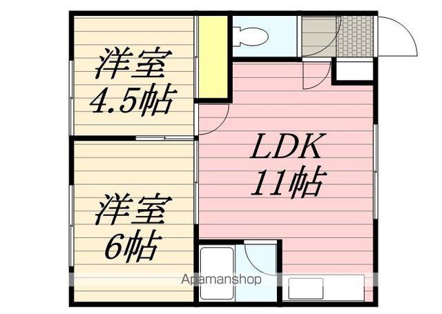 ハピネスコーポ北郷(2LDK/2階)の間取り写真