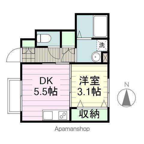 ミルエーラ荒井Ⅱ(1DK/1階)の間取り写真