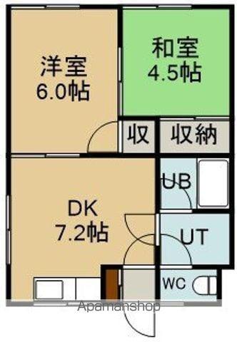 ハイツ名和(2DK/1階)の間取り写真