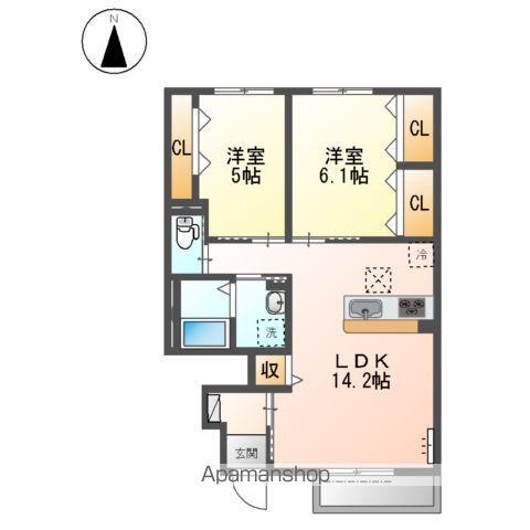 タカレジデンス(2LDK/1階)の間取り写真