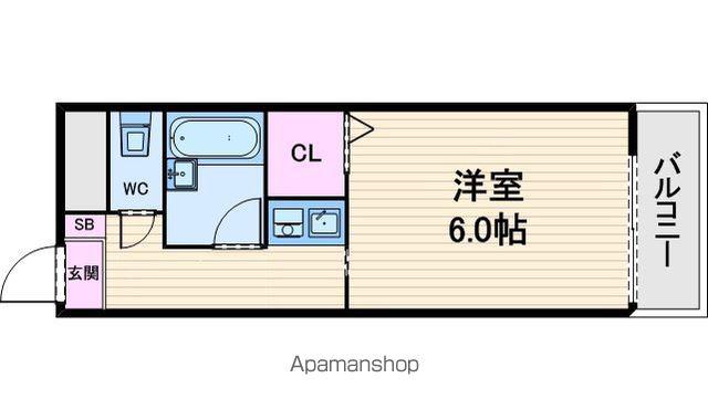 アトリオ上町台2(1K/5階)の間取り写真