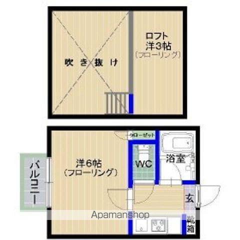 ラフィーネ香椎参道A棟(1K/2階)の間取り写真