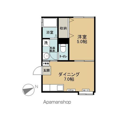 レインボーハイムⅡ(1DK/2階)の間取り写真