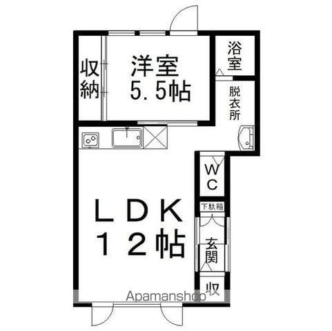 アパートメントやよい荘Ⅱ(1LDK/1階)の間取り写真