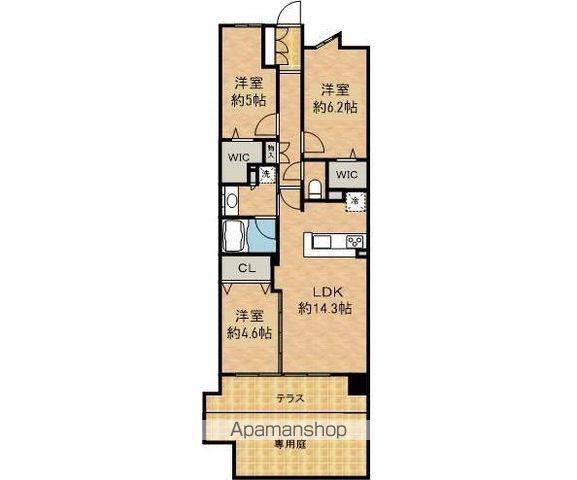 デュオヒルズ日根野ザ・プレミアム(3LDK/1階)の間取り写真
