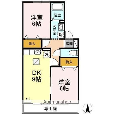 エクレールSYOU B(2DK/1階)の間取り写真