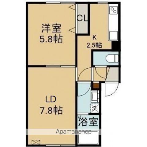 レモンハイツ山の手(1LDK/1階)の間取り写真