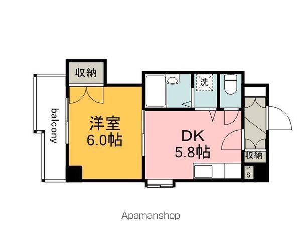 SINCER舟入(1DK/6階)の間取り写真