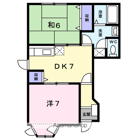 アム-ル幸A(2DK/1階)の間取り写真