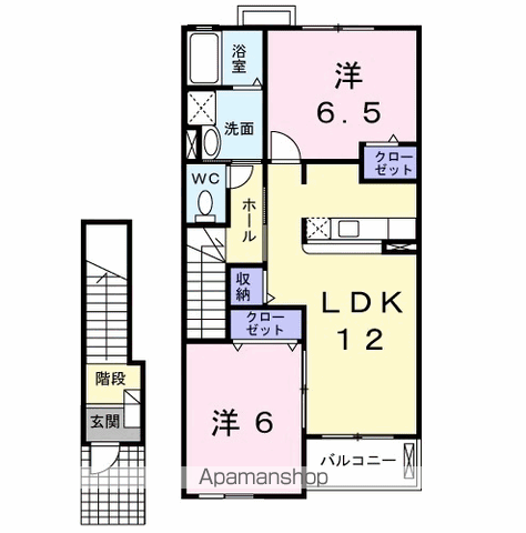 サンライトヒルズB(2LDK/2階)の間取り写真