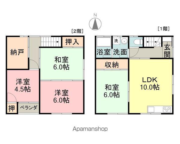 ハピラインふくい 福井駅(福井) バス乗車時間:12分 自動車学校入口バス停で下車 徒歩4分 2階建 築37年(4SLDK)の間取り写真