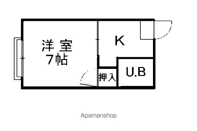 サニーハイツ高田(1K/2階)の間取り写真