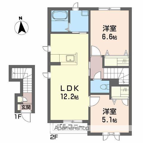 ヴィラエスペランスⅢ(2LDK/2階)の間取り写真
