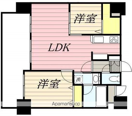 エンクレストパサージュ博多(2LDK/9階)の間取り写真