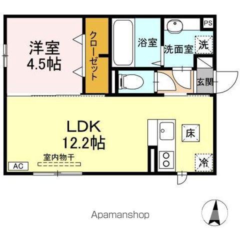 RESUA篠田(1LDK/1階)の間取り写真