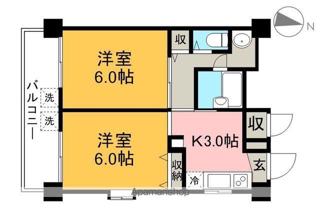 エリジアハイツ(2K/2階)の間取り写真