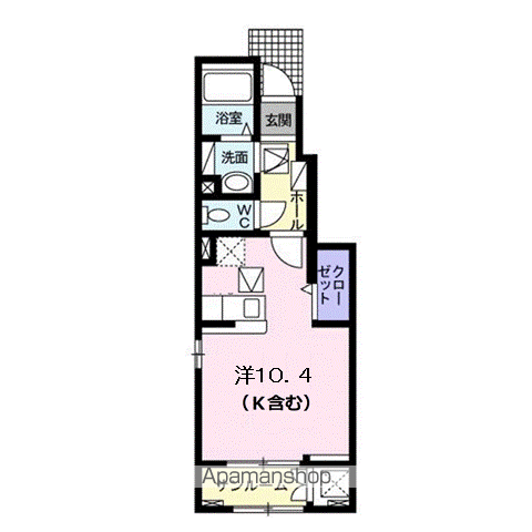 ベルフローラⅡ(ワンルーム/1階)の間取り写真
