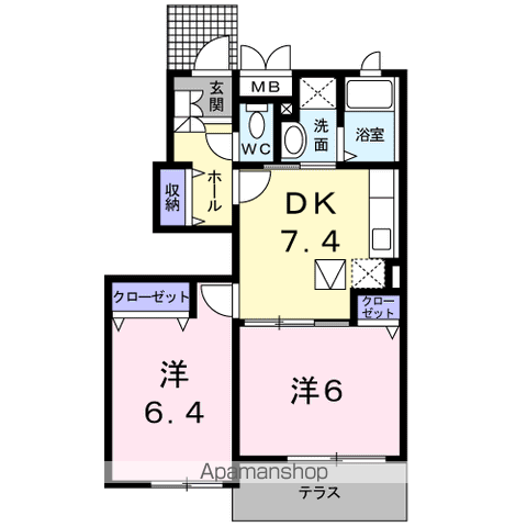 HONESTY・YOU Ⅱ(2DK/1階)の間取り写真
