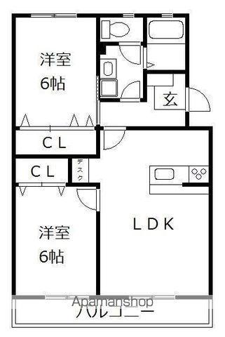 曰佐ビル(2LDK/3階)の間取り写真