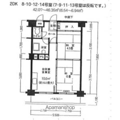 アルファスクエア北13条(2DK/9階)の間取り写真