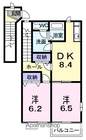 フォレストコートKⅢ(2DK/2階)の間取り写真