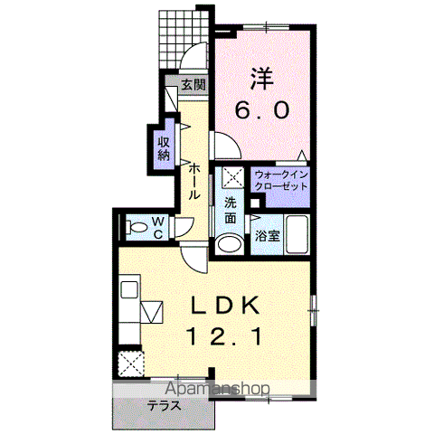 プレシアスⅠ(1LDK/1階)の間取り写真