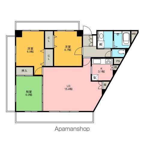 ファヴォール白壁(3LDK/4階)の間取り写真