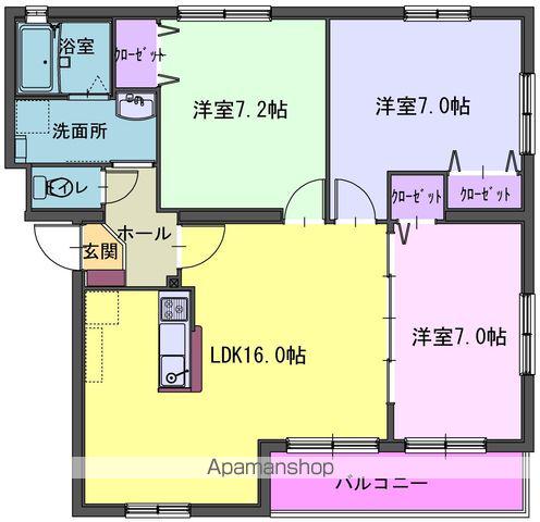 メゾン日高見D(3LDK/3階)の間取り写真