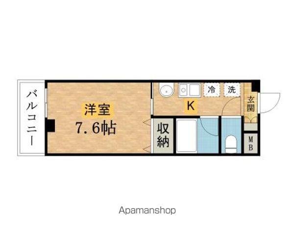 カサクレール(1K/1階)の間取り写真