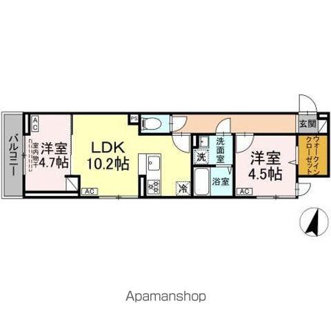 セレスティア興野(2LDK/2階)の間取り写真
