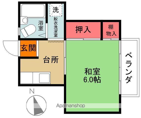 ソレイユ吹谷(1K/2階)の間取り写真