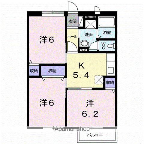 ファミール ドミール(3K/1階)の間取り写真