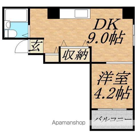 412ビル(1DK/2階)の間取り写真