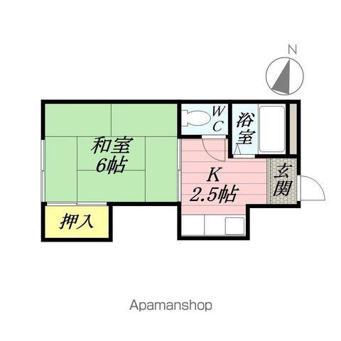 コーポツイン川元B(1K/2階)の間取り写真