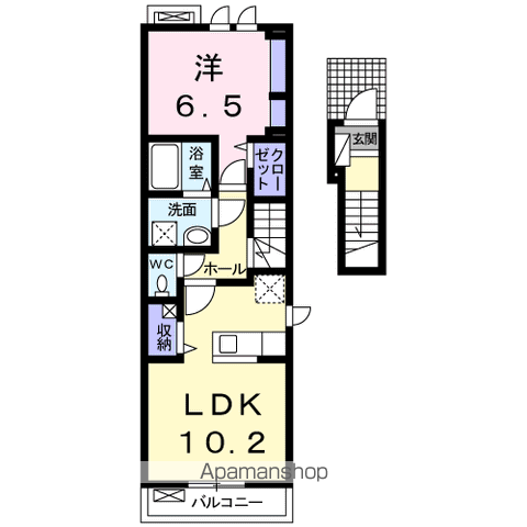 東海道本線 静岡駅 バス乗車時間:20分 大浜公園前バス停で下車 徒歩4分 2階建 築12年(1LDK/2階)の間取り写真