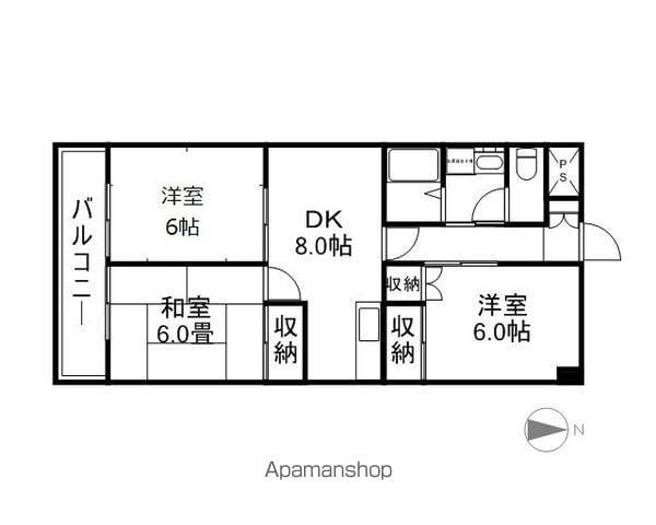 妻科アークス(3DK/2階)の間取り写真