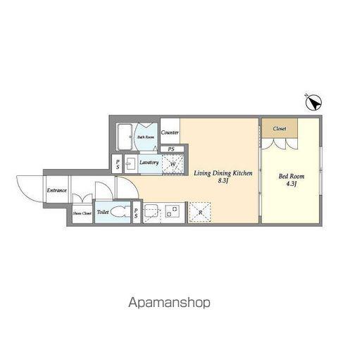 ウェルスクエア駒込(1LDK/2階)の間取り写真
