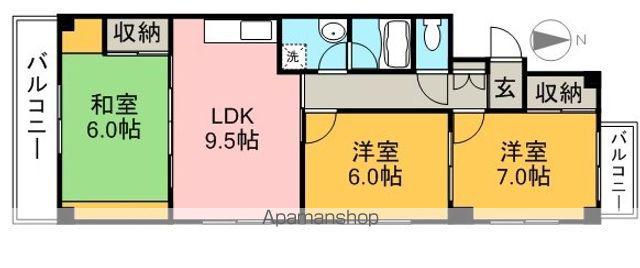 第6水野マンション(3LDK/4階)の間取り写真