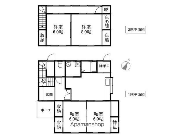 山形県鶴岡市 2階建 築29年(4DK)の間取り写真