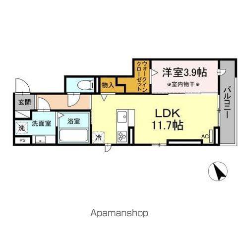 カーム元八事(1LDK/2階)の間取り写真