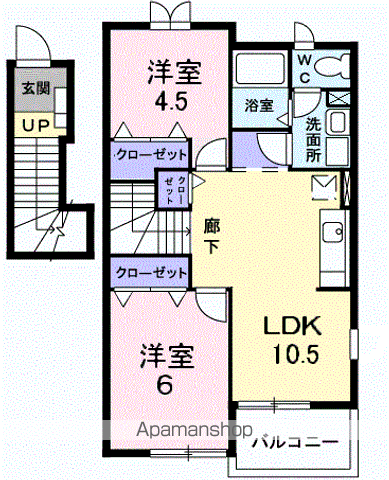 ノーヴァ壱番館(2LDK/2階)の間取り写真
