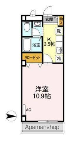 リビングアレイK(1K/1階)の間取り写真