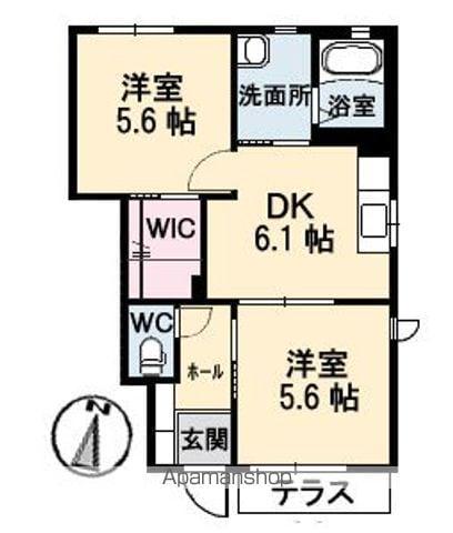 ミレニアムハイム3号館(2DK/1階)の間取り写真