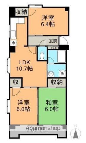 パークビュー雁宿(3DK/1階)の間取り写真