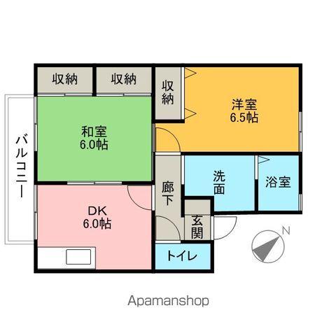 ルミエール津田沼(2DK/2階)の間取り写真