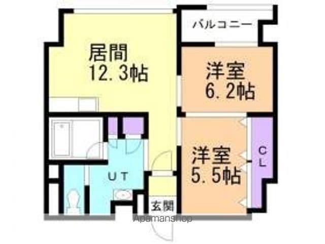 プレミアムガーデン北円山(2LDK/5階)の間取り写真